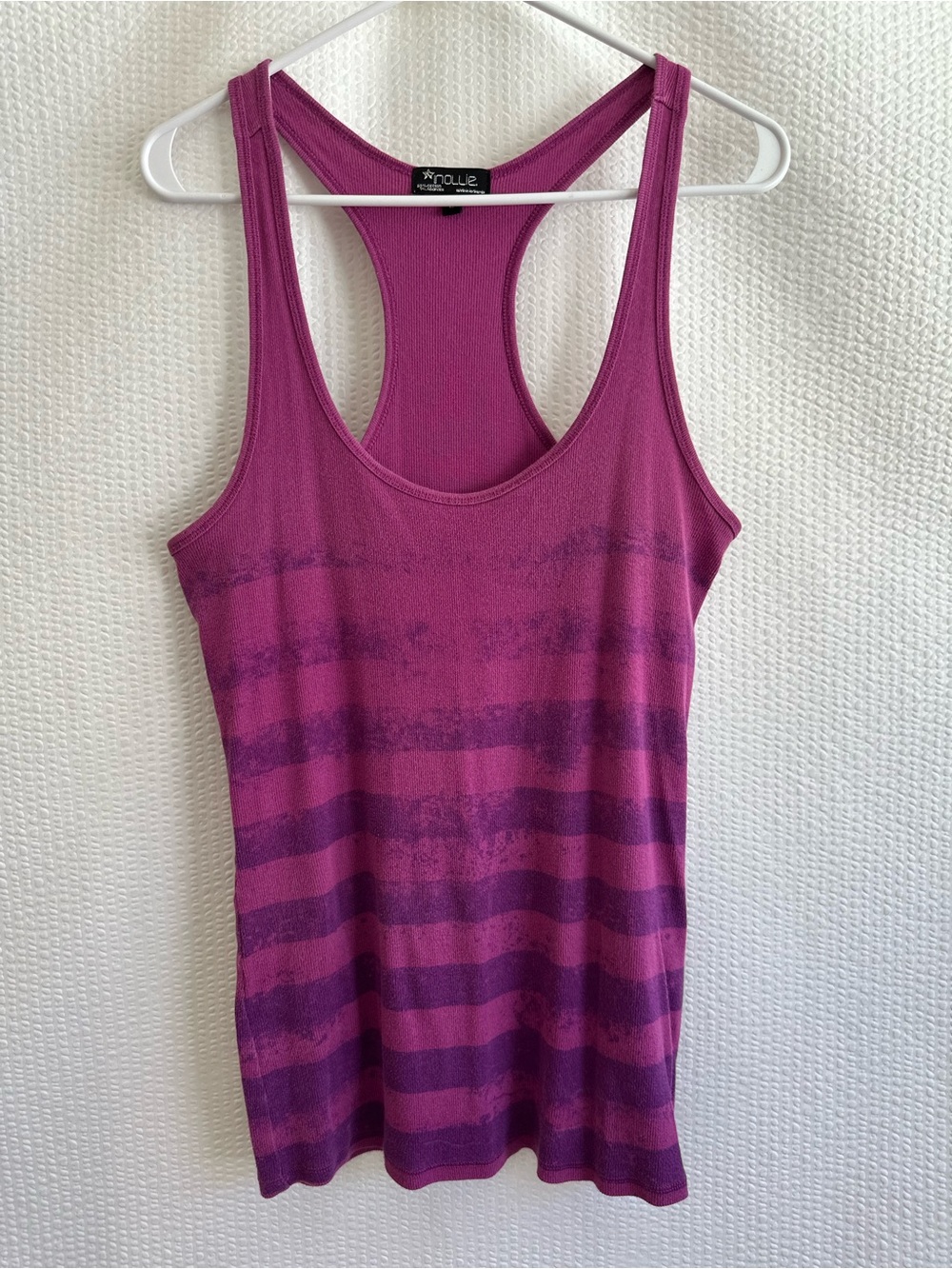 Nollie Purple Striped Ribbed Racerback Tank Top Large Surf Skate Y2K Casual